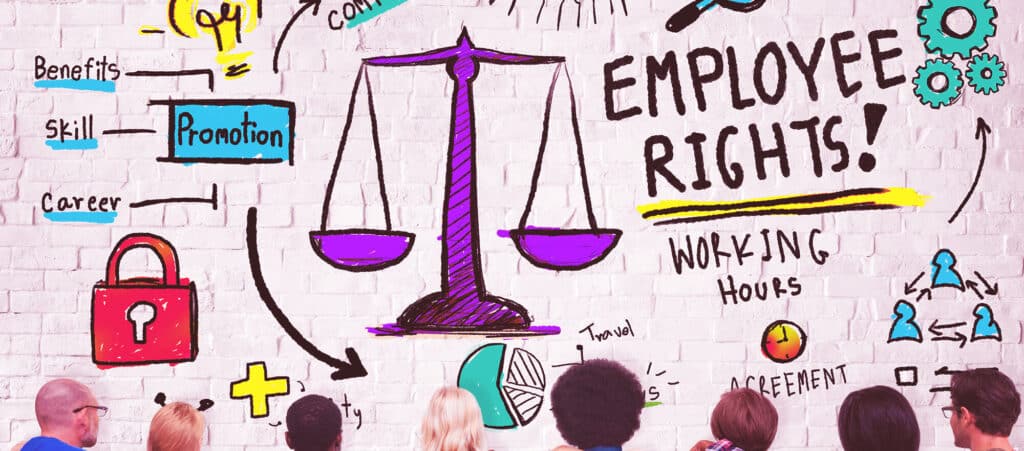 Illustration of the Employment Rights Act 2026 and UK labor law changes, including new day-one rights and flexible working rules for recruitment agencies.