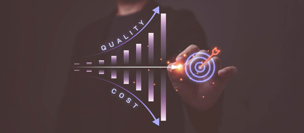 A conceptual graphic showing a hand aiming at a bullseye, illustrating how recruitment agencies can increase quality while reducing bookkeeping expenses through professional accountancy services.