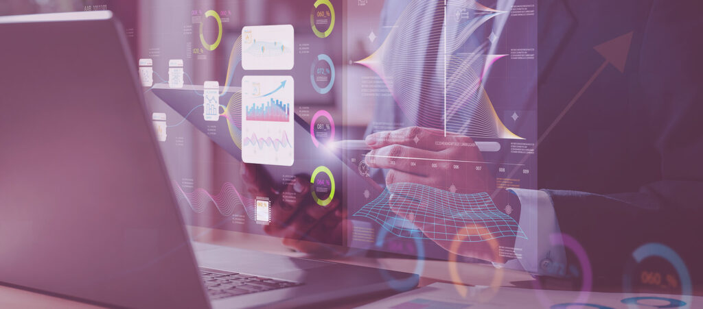 Recruitment agency business owner analysing digital management accounts and financial data to build a successful recruitment agency